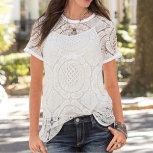 Sundance Shadow Dance Crochet Lace Blouse